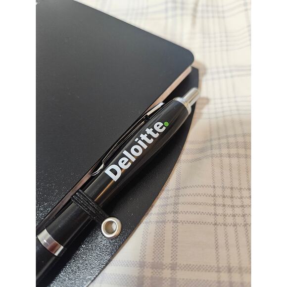 NEW Spector & Co Deloitte Black 5" x 7" Spiral Lined Notebook with Pen, Lot of 2 - Picture 8 of 9